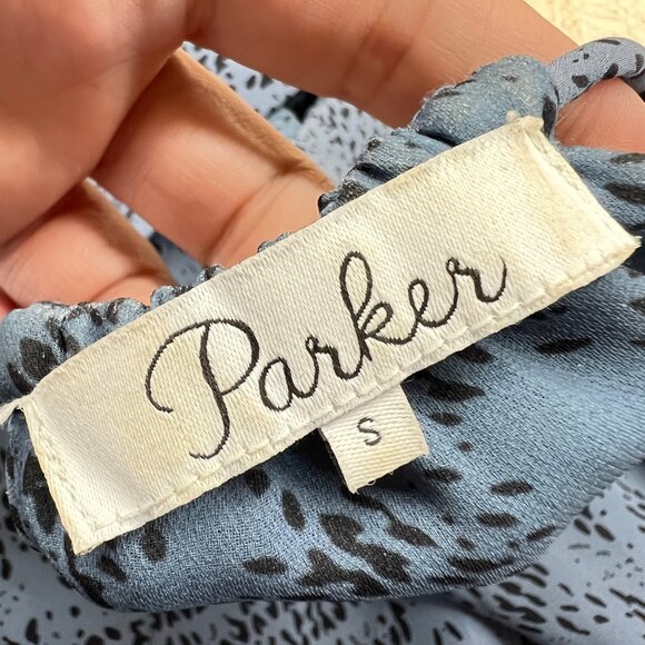 Parker Silk Halter Printed Mini Dress Blue Black Size Small - Picture 8 of 11